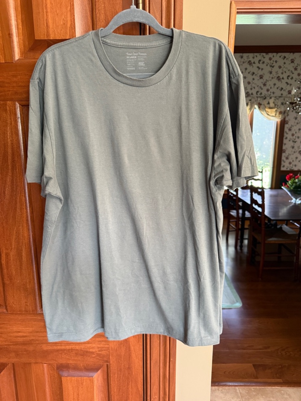 Fresh Clean Threads Men's Short Sleeve Crew Tee in Olive Green/Gray